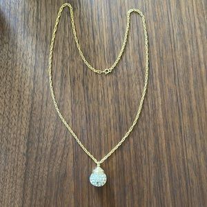 Womens Golden Necklace with gem covered bulb